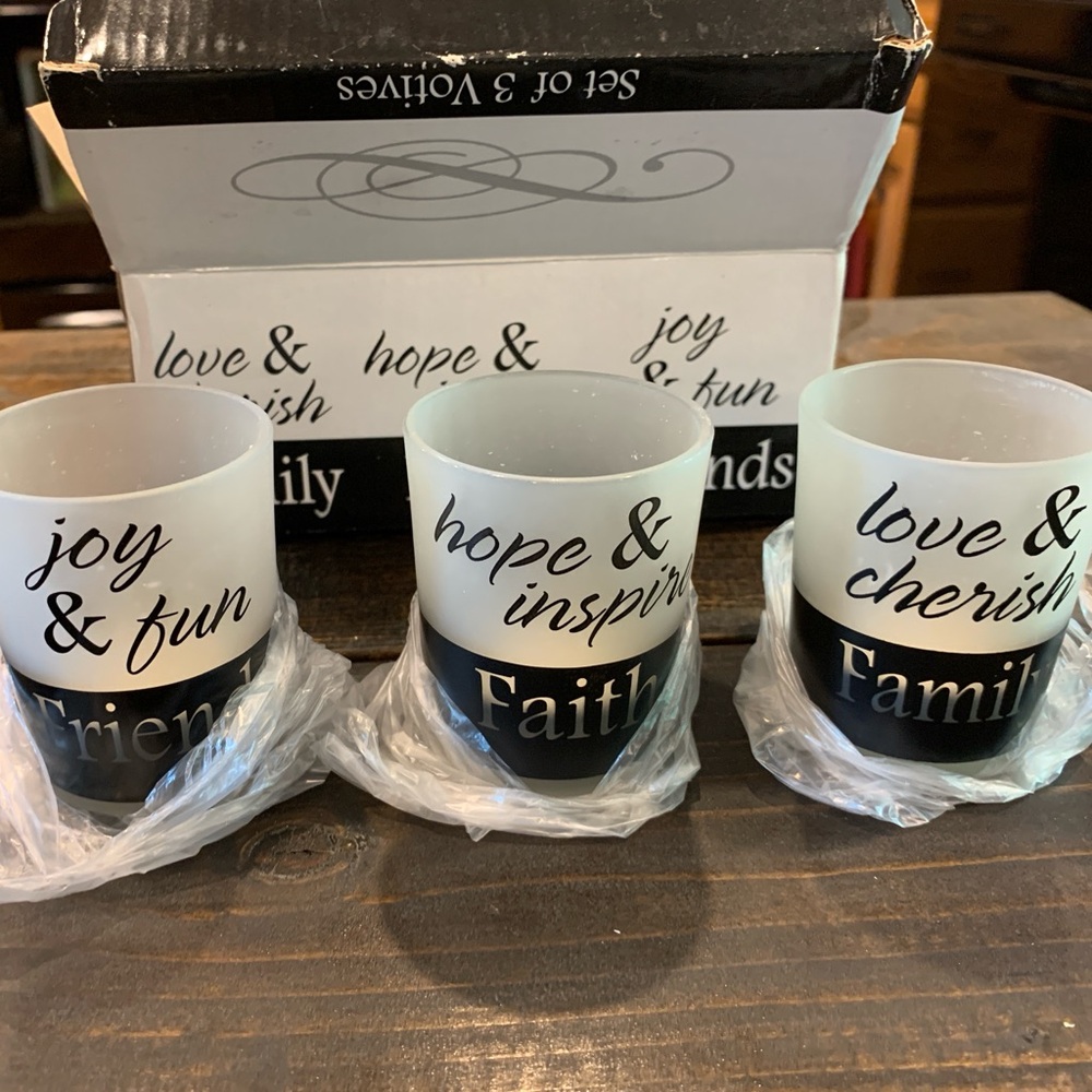Inspirational Frosted Glass Candle Holders Set